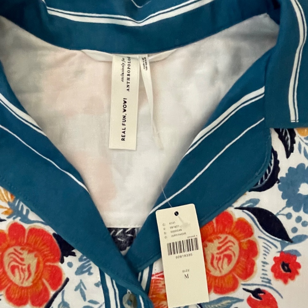 Anthropologie Real Fun, Wow Floral Blouse Long Sleeve Boho Women's Sz M - NWT - Picture 4 of 9